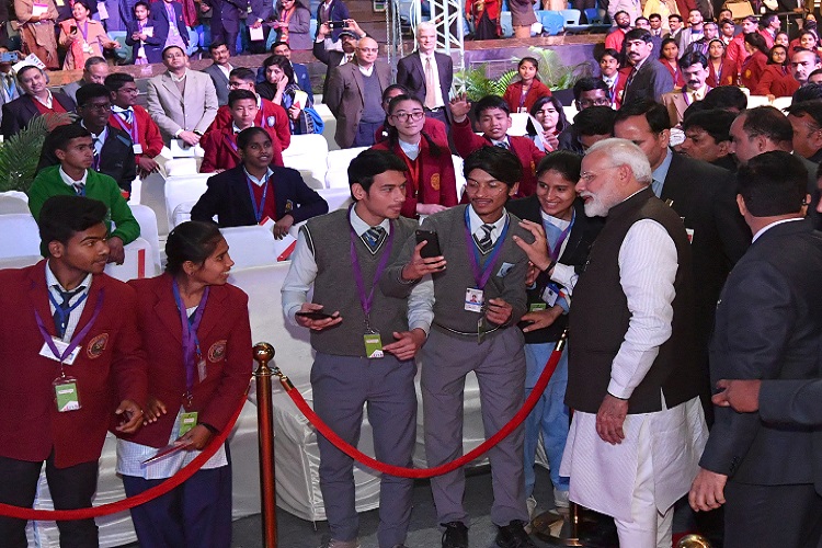 PM Narendra Modi with students during the Pariksha Pe Charcha